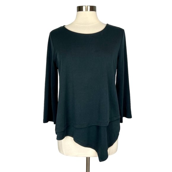 Soft Surroundings Womens Larsa Black Layered Front Tunic Top size Medium - Picture 1 of 11